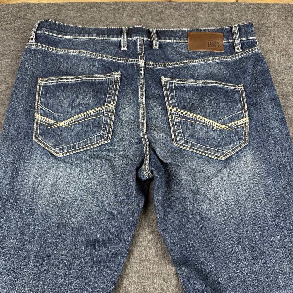 BKE Nolan Straight Leg Jeans Mens 36x29 Blue Medium Wash Stretch Distressed - Picture 8 of 8